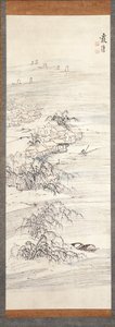 River Village And Fishing Pleasure (cor e tinta sobre papel) de Ike no Taiga