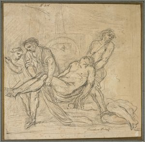 São Abdon e São Sennen Enterram os Mártires Cristãos, 1653-1657 de Il and Brueghel, Abraham Borgognone
