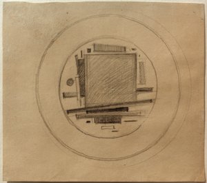 Desenho de uma pintura suprematista para porcelana de Ilja Grigorewitsch Tschaschnik