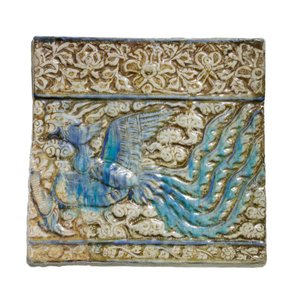 Azulejo com fénix, de Kashan, Irão, período ilkhanid, início do século XIV (pasta de pedra) de Ilkhanid Ilkhanid