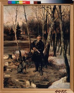 Woodcock Hunting - The Woodcock Shooting - Pintura de Illarion Mikhailovich Pryanishnikov (1840-1894), óleo sobre tela