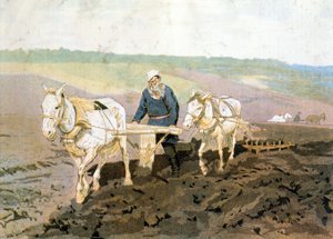 Conde Tolstoy arado - de acordo com a pintura de Repine