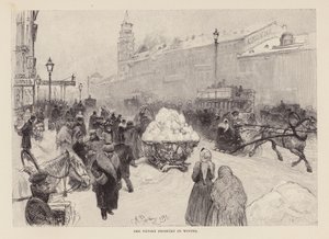 A avenida Nevsky Prospekt no inverno (gravura)