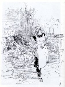 Ilustração para o romance A Morte de Ivan Ilyich, de Leo Tolstoy, 1896 de Ilya Efimovich Repin