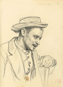 Homem com um chapéu no perfil, c. 1872-1875 de Ilya Efimovich Repin