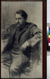Retrato du peintre Valentin Aleksandrovitch Serov (1865-1911) (Valentin Alexandrovich Serov) - Dessin de Ilya Yefimovich (Iefimovitch) Repin (1844-1930), crayon sur papier de Ilya Efimovich Repin