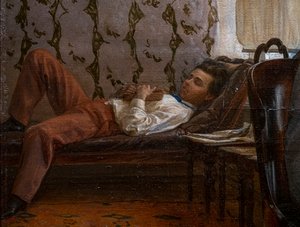 ESTUDANTES PREPARADORES PARA UM EXAME (Detalhe) de Ilya Efimovich Repin