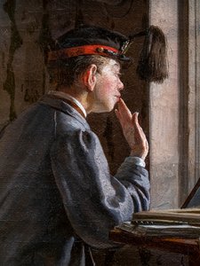 ALUNOS SE PREPARANDO PARA UM EXAME (Detalhe) de Ilya Efimovich Repin