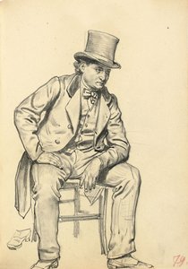 Homem sentado, braço apoiado na perna, c. 1872-1875 de Ilya Efimovich Repin