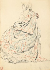 Estudo para "Um café parisiense": o vestido de uma mulher sentada por trás, c. 1872-1875 de Ilya Efimovich Repin