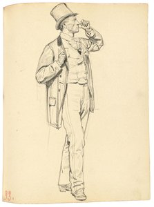 Estudo para "Um café parisiense": homem de pé com o braço erguido, c. 1872-1875 de Ilya Efimovich Repin