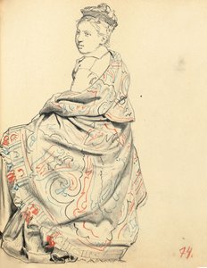 Estudo para "Um Café Parisiense": Estudo do Vestido para uma Mulher Sentada, c. 1872-1875 de Ilya Efimovich Repin