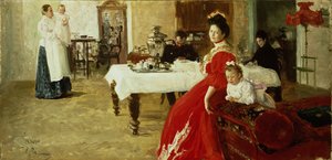 Estudo de um retrato de família de Ilya Efimovich Repin