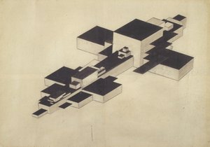 Projeto para o avião suprematista supremolet de Ilya Grigorevich Chashnik