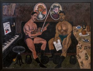 Auto-retrato e retrato de Pyotr Konchalovsky