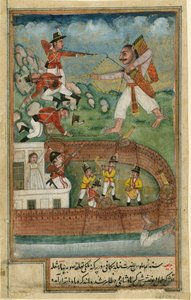 Demônios indianos atacando forte defendido por tropas européias, c. 1790