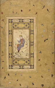 Jovem lendo em uma paisagem, c. 1608-1610. de Indian Art.