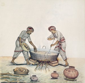 AS10 Vol.52 ff.6 4972 Cat.201 i-iv Fabricação de açúcar, Bombaim, c.1873 (aquarela sobre papel) de Indian School