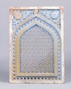 Um arco jali de arenito vermelho em uma moldura, com um motivo estelar, século XVIII de Indian School