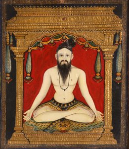 Um sadhu (cola, corante e ouro) de Indian School