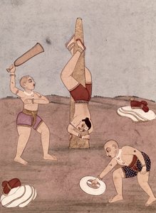 Acrobatas realizando proezas físicas de Indian School