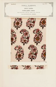 Amostra de impressão de algodão grosso de Masulipatam em Madras, de A Coleção dos Fabricantes Têxteis da Índia, por John Forbes Watson, publicado em 1866 de Indian School