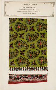 Algodão palempore ou amostra de capa de Futtygurgh em Bengala, de The Collection of the Textile Manufacturers of India, por John Forbes Watson, publicado em 1866 de Indian School