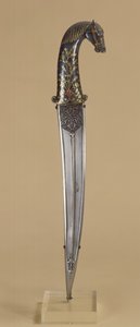 Adaga com uma alça de cabeça de cavalo (metal) de Indian School