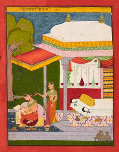 Dhanasri Ragini, folha de um Ragamala, c.1680 de Indian School
