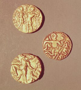 Dinares de KumarGupta I (425-454) Chandragupta I (320-335) e Sri Rajray (ouro)
