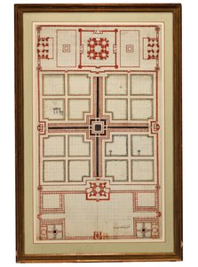 Plano esquemático inicial dos jardins do Taj Mahal, Agra, norte da Índia, c.1805 de Indian School
