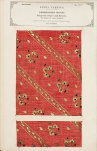 Amostra de musselina bordada de Madras, da Coleção dos Fabricantes Têxteis da Índia, de John Forbes Watson, publicada em 1866 de Indian School