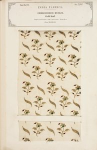 Amostra de musselina bordada de Madras, da Coleção dos Fabricantes Têxteis da Índia, de John Forbes Watson, publicada em 1866 de Indian School