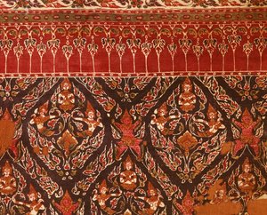 Tecido do período Ayuttaya com desenhos tailandeses (algodão estampado) de Indian School