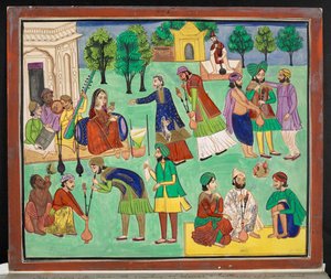 Gouache de um artista Amritsar que retrata o fumo de Charras, um tipo de cânhamo indiano importado do Turquestão Oriental para o norte da Índia, c.1870 (guache em papel) de Indian School