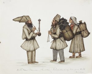 Hill homens e mulheres (Guddies) Habitantes de Kangra Hills Hindoos, c.1840 (wc opaca no papel) de Indian School