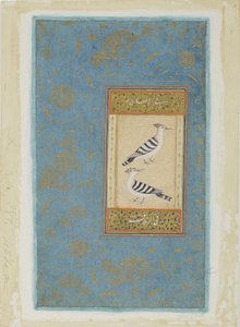 Hoopoes, c.1590 (wc opaca e ouro no papel) de Indian School