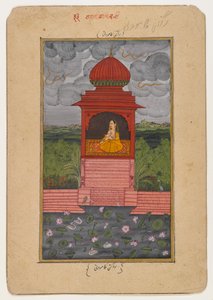 Kamodani Ragini, página de uma série dispersa de Ragamala, c.1800 (wc no papel) de Indian School