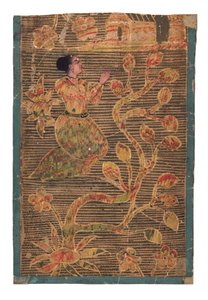 Senhora orando em um santuário, (wc opaca e ouro no papel) de Indian School