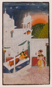 Lalita Ragini, Page de uma série dispersa de Ragamala, c.1640 (wc opaca no papel) de Indian School