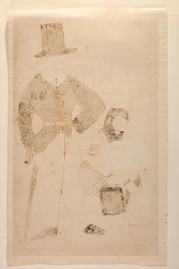 Mahant vira a prensa de óleo na prisão, Kalighat Album, c.1880 (aquarela) de Indian School