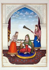 Maharani Jindan, do Reino do Punjab, seus governantes e chefes, volume I, um volume de 27 estudos de aquarela de um artista indiano não identificado, c.1840 (wc on paper) de Indian School