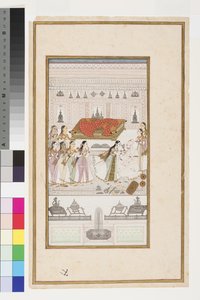 Manohar desmorona nos braços de seu pai, c.1710 de Indian School