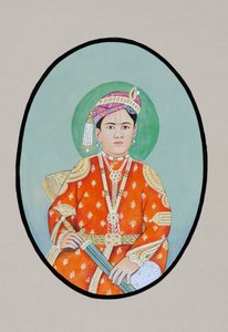 Pintura em miniatura de Maharaja Ganga Singh Bikaner de Indian School