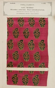 Amostra de cetim Mushroo de Hyderabad em Deccan, da Coleção de Fabricantes Têxteis da Índia, de John Forbes Watson, publicada em 1866 de Indian School