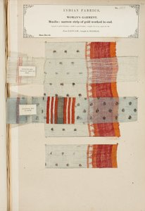 Amostra de musselina de Ganham, comprada em Madras, da Coleção dos Fabricantes Têxteis da Índia, por John Forbes Watson, publicada em 1866 de Indian School