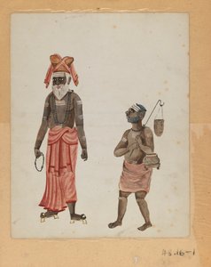 Um de um conjunto de nove imagens mostrando índios em diferentes profissões (wc no papel) de Indian School