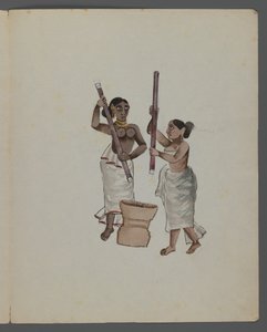 Um de um conjunto de nove imagens mostrando índios em diferentes profissões (wc no papel) de Indian School
