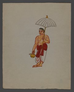 Um de um conjunto de nove imagens mostrando índios em diferentes profissões (wc no papel) de Indian School