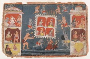 Página de uma Bhagavata Purana Series Dispersa, c.1610-1650 (wc opaca no papel) de Indian School